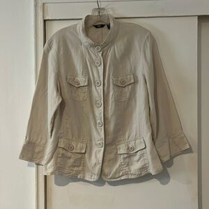 Ladies L 100%Linen jacket, Tan, 3/4 sleeve